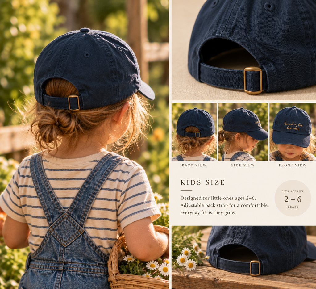 Raised in the Garden Kids Hat | Embroidered Garden Cap