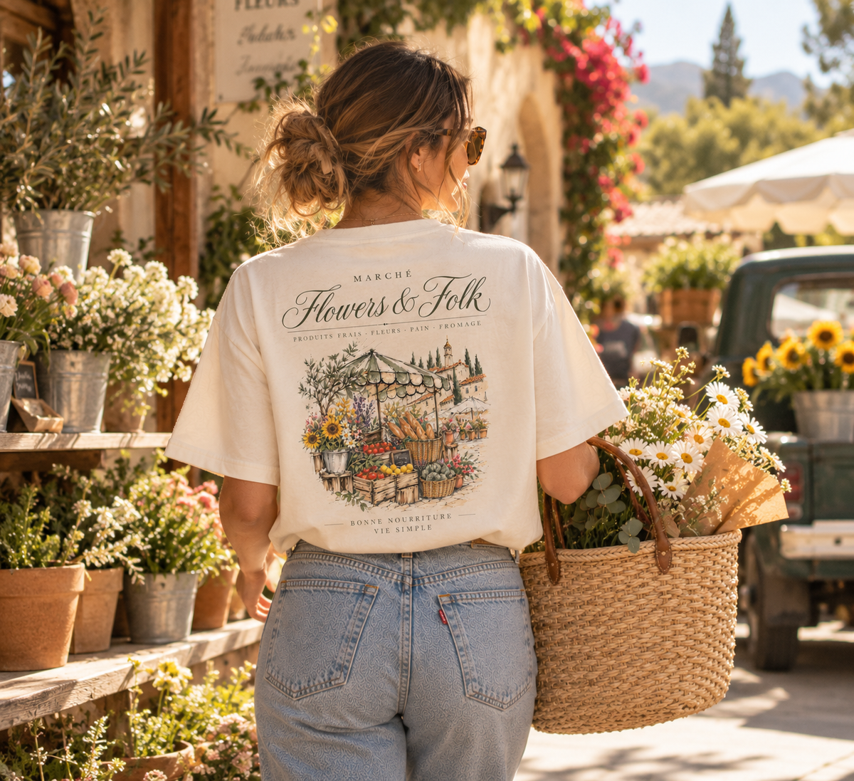 European Market Graphic T-Shirt | Vintage Farmers Market Tee | Flowers & Folk