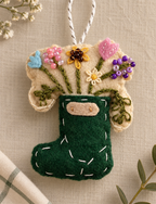 Garden Boot Felt Ornament | Hand-Embroidered Heirloom Ornament