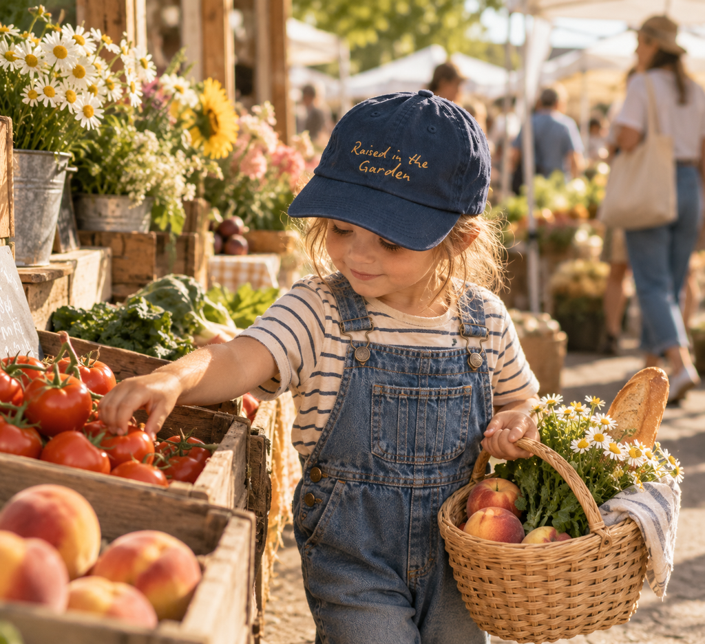 Raised in the Garden Kids Hat | Embroidered Garden Cap
