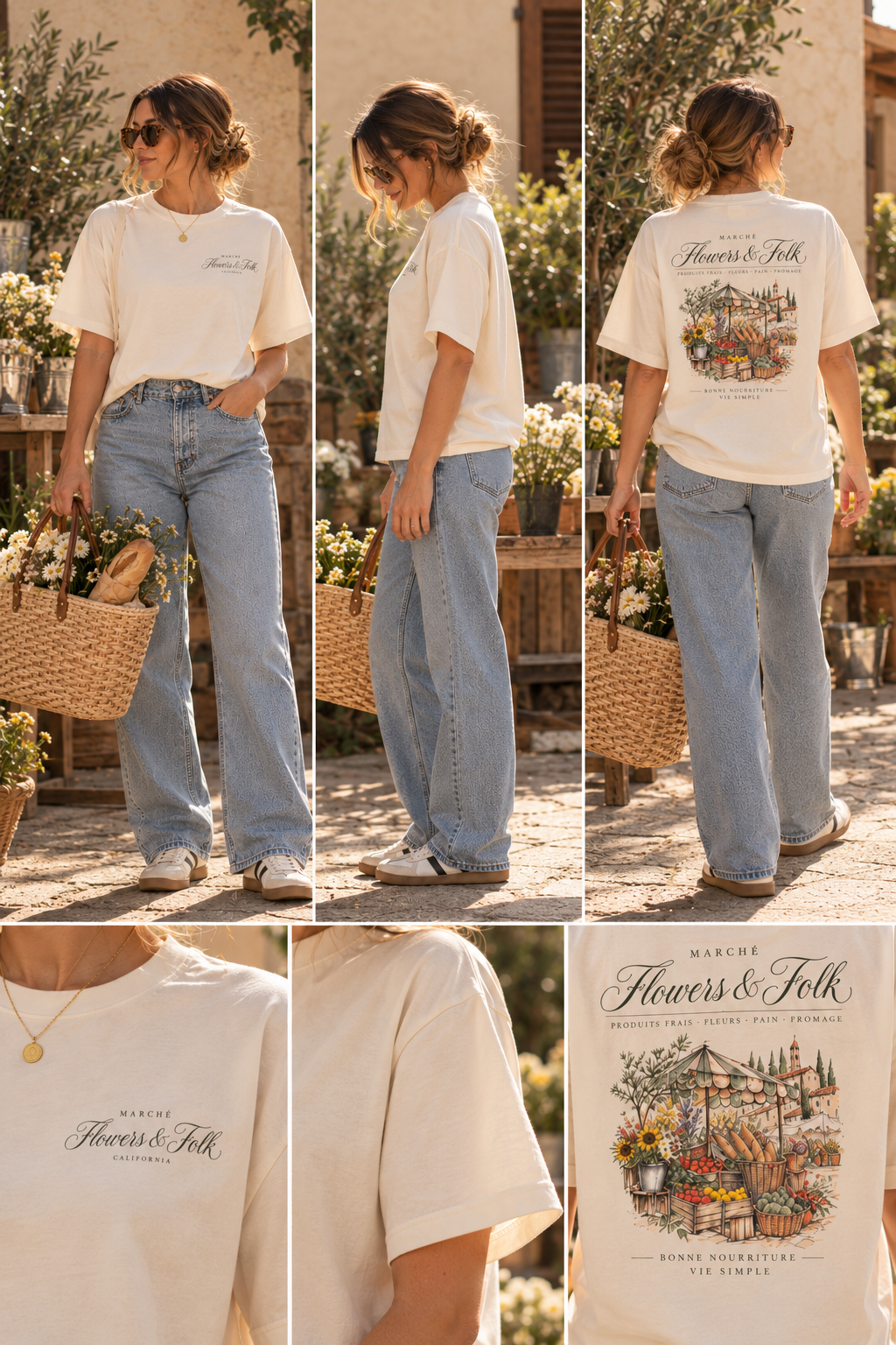European Market Graphic T-Shirt | Vintage Farmers Market Tee | Flowers & Folk
