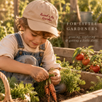 Raised in the Garden Kids Hat | Tan Embroidered Garden Cap