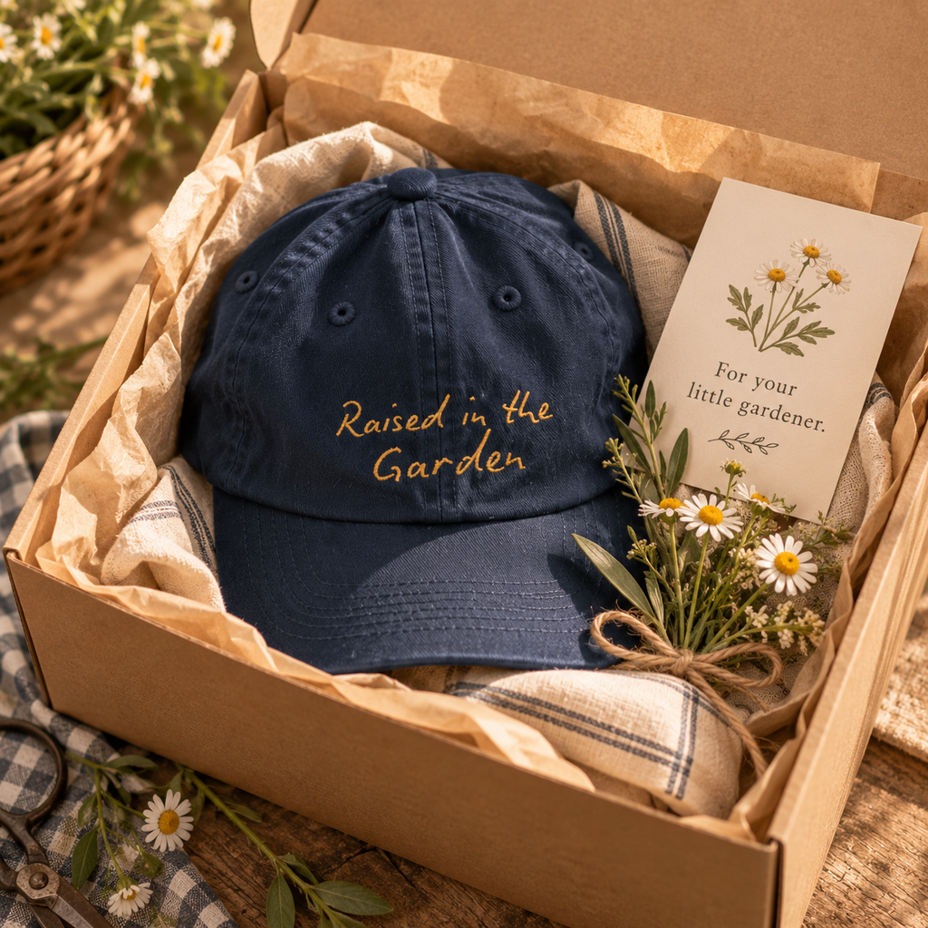 Raised in the Garden Kids Hat | Embroidered Garden Cap