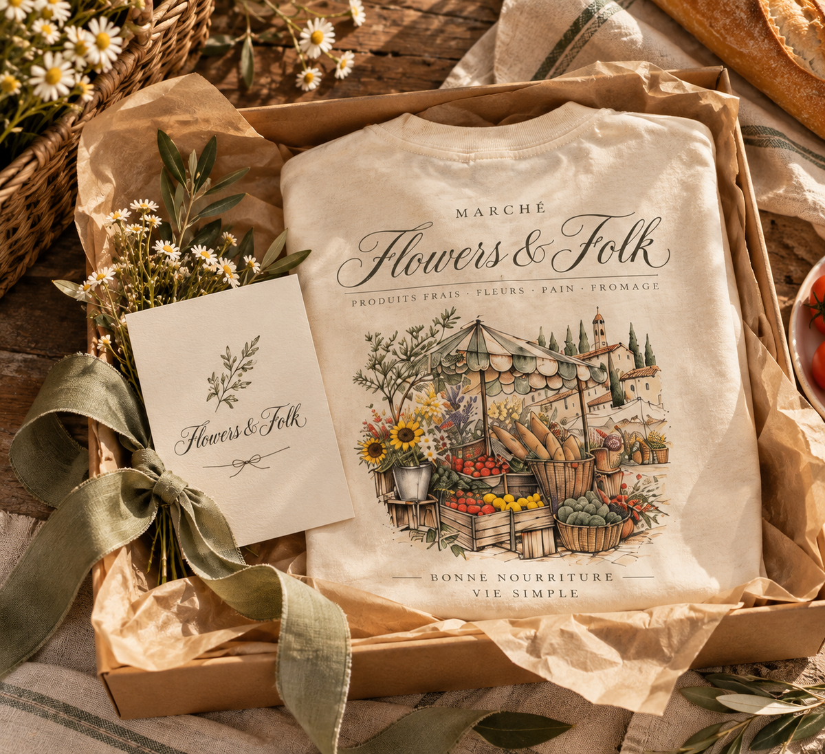 European Market Graphic T-Shirt | Vintage Farmers Market Tee | Flowers & Folk